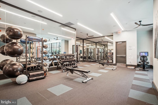 1761 Old Meadow Rd Unit 412, Mclean, VA 22102 - workout area with a ceiling fan and baseboards
