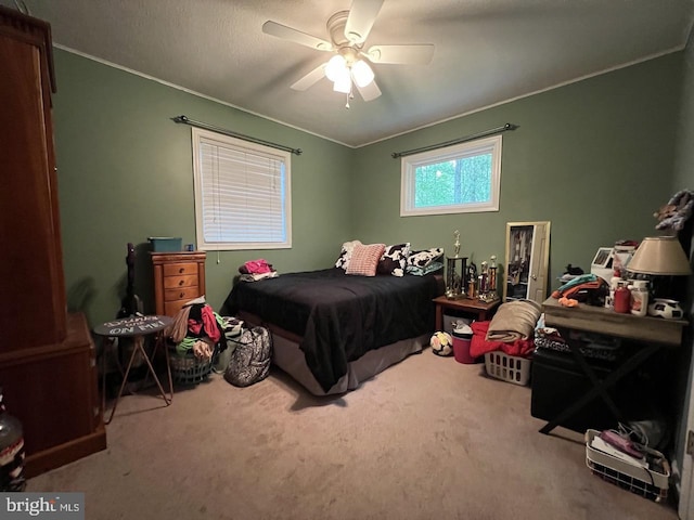 14412 Old Hancock Rd NE, Cumberland, MD 21502 - bedroom with carpet flooring, crown molding, and a ceiling fan