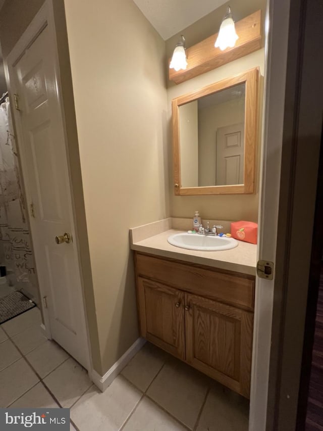 14412 Old Hancock Rd NE, Cumberland, MD 21502 - full bathroom with vanity, tile patterned flooring, and a shower with shower curtain