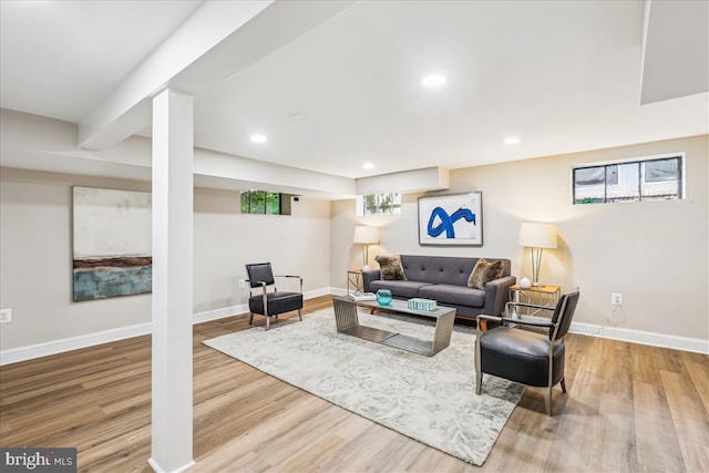 4420 Brandywine St NW, Washington, DC 20016 - living room featuring wood finished floors, recessed lighting, and plenty of natural light