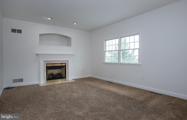 2125 Chatham Way, Harrisburg, PA 17110 - unfurnished living room featuring carpet floors, a high end fireplace, and recessed lighting