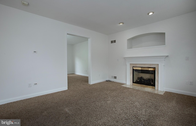 2125 Chatham Way, Harrisburg, PA 17110 - unfurnished living room with carpet floors, a fireplace, and recessed lighting