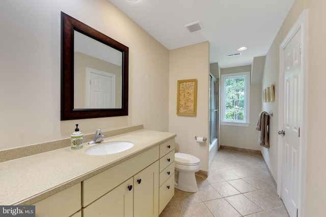 650 S Warren Ave, Malvern, PA 19355 - full bathroom featuring vanity, tile patterned floors, shower / bath combination with glass door, and recessed lighting