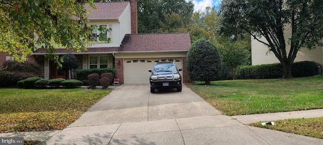 13209 Marthas Choice Cir, Bowie, MD 20720 - view of front facade featuring an attached garage, concrete driveway, a front lawn, and brick siding