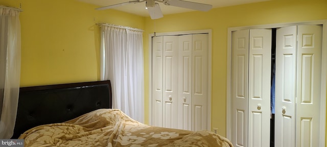 13209 Marthas Choice Cir, Bowie, MD 20720 - bedroom with two closets and a ceiling fan