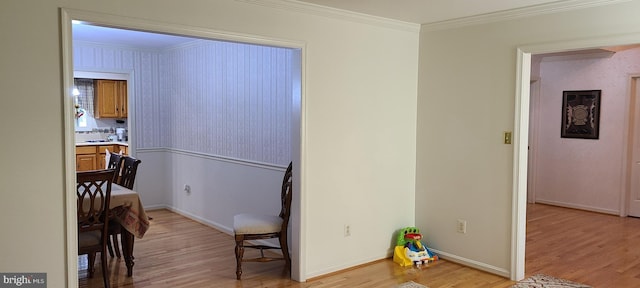 13209 Marthas Choice Cir, Bowie, MD 20720 - dining room featuring light wood-style floors and crown molding