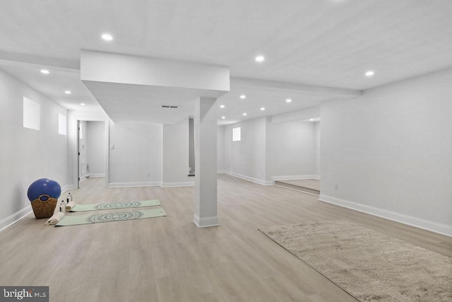 8247 River Rd, Pennsauken, NJ 08110 - basement with light wood finished floors and recessed lighting