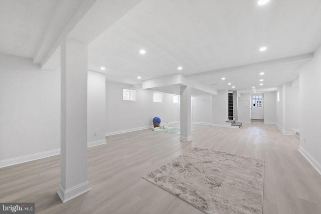 8247 River Rd, Pennsauken, NJ 08110 - below grade area featuring recessed lighting and light wood-style floors