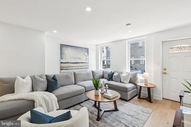 1232 S Bucknell St, Philadelphia, PA 19146 - living area featuring light wood-style flooring, healthy amount of natural light, and recessed lighting