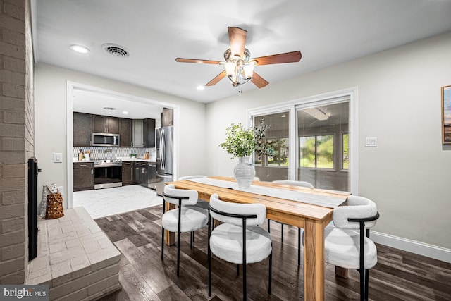 9017 Marcella Ave, Randallstown, MD 21133 - dining room with dark wood-style flooring, recessed lighting, and ceiling fan