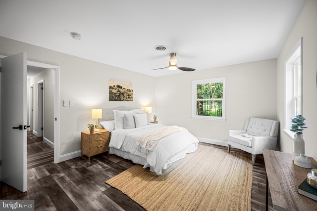 9017 Marcella Ave, Randallstown, MD 21133 - bedroom with dark wood-style floors and ceiling fan