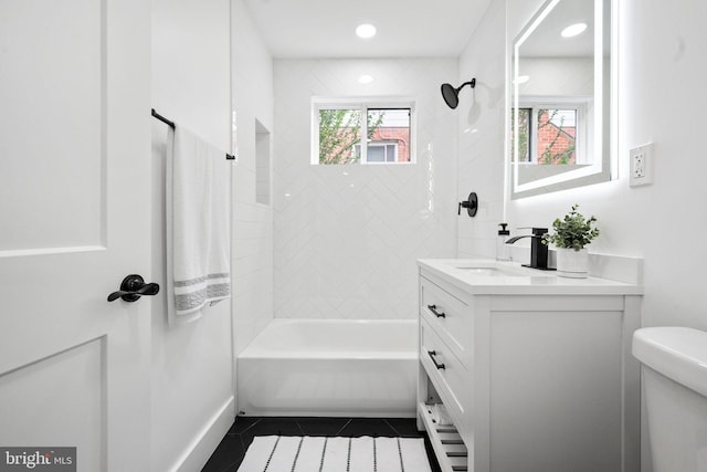 7214 16th Ave, Takoma Park, MD 20912 - bathroom featuring vanity, tile patterned flooring, and washtub / shower combination