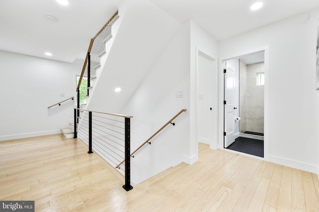 7214 16th Ave, Takoma Park, MD 20912 - stairway with wood finished floors and recessed lighting