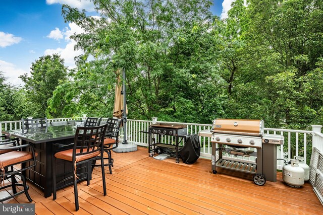 15 Boraten Cir, Royersford, PA 19468 - wooden terrace featuring a grill and view of scattered trees