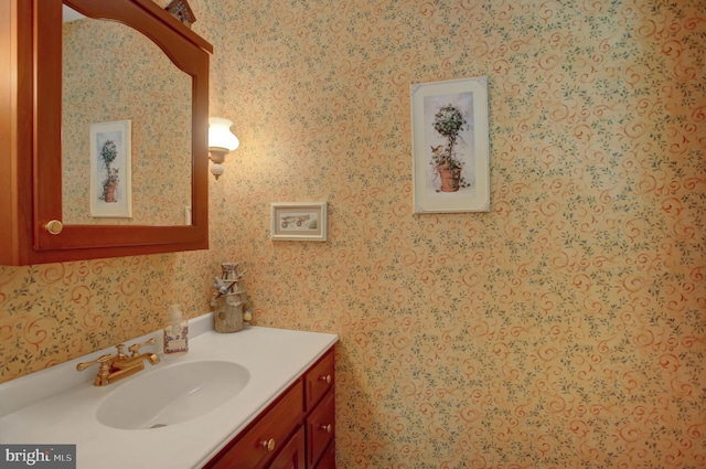 11733 Woodlea Dr, Waynesboro, PA 17268 - bathroom with vanity and wallpapered walls