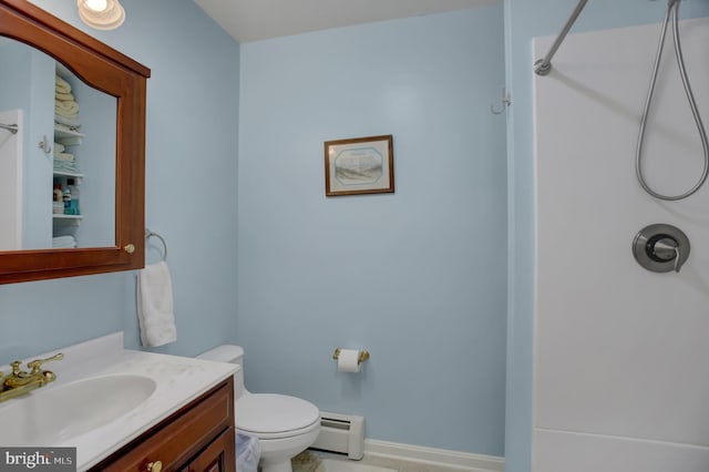 11733 Woodlea Dr, Waynesboro, PA 17268 - full bathroom featuring a shower, vanity, and a baseboard radiator