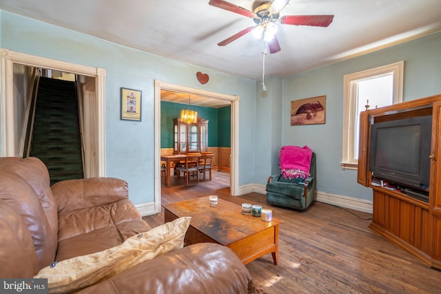 2151 Spinnerstown Rd, Quakertown, PA 18951 - living room featuring hardwood / wood-style flooring and ceiling fan