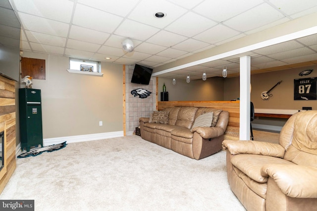 5960 Captain Milton E Major Ave, Bensalem, PA 19020 - carpeted living area featuring a drop ceiling and a bar