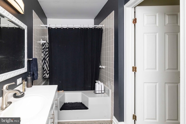 5960 Captain Milton E Major Ave, Bensalem, PA 19020 - full bath featuring tile walls, shower / bath combination with curtain, vanity, and tasteful backsplash