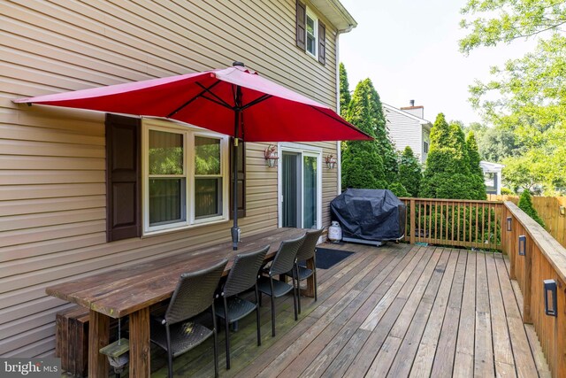 5960 Captain Milton E Major Ave, Bensalem, PA 19020 - wooden deck with a grill and outdoor dining area