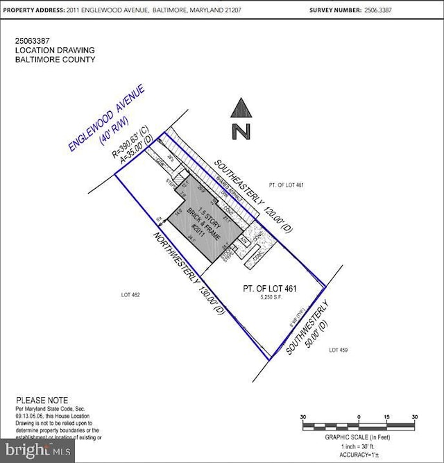 2011 Englewood Ave, Baltimore, MD 21207 - survey map / technical document