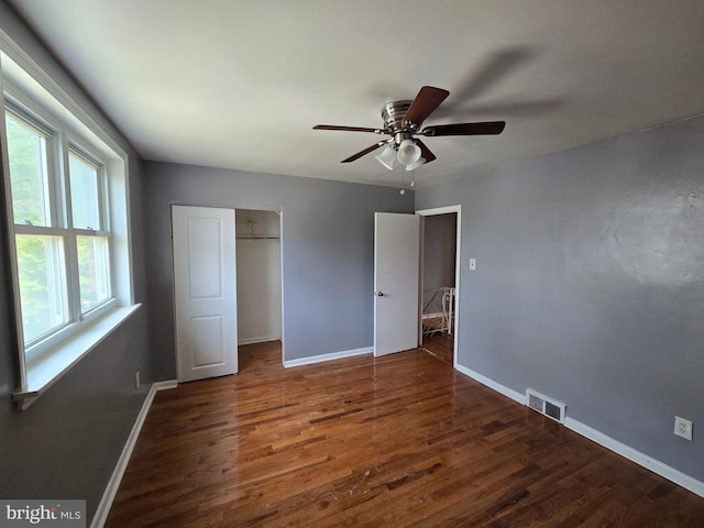 5903 Algon Ave, Philadelphia, PA 19149 - unfurnished bedroom featuring wood finished floors, a closet, and a ceiling fan