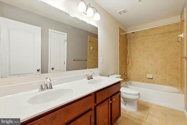7003 Dannfield Ct, Glen Burnie, MD 21060 - bathroom with bathing tub / shower combination, double vanity, and tile patterned floors