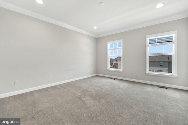 42510 Oak Park Sq, Ashburn, VA 20148 - spare room featuring crown molding, recessed lighting, and carpet flooring