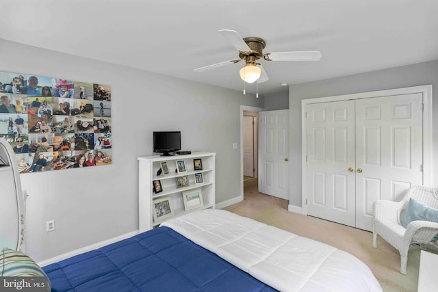 125 Christine Dr, Downingtown, PA 19335 - bedroom with a closet, light carpet, and a ceiling fan