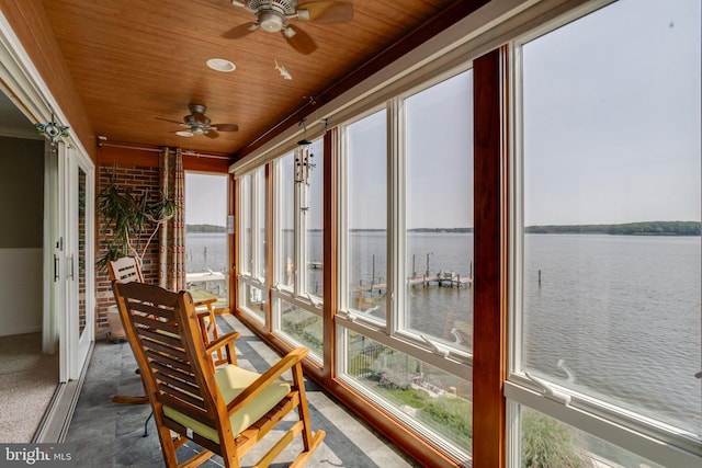 4534 Todd Pt, Sparrows Point, MD 21219 - sunroom with wood ceiling and a water view