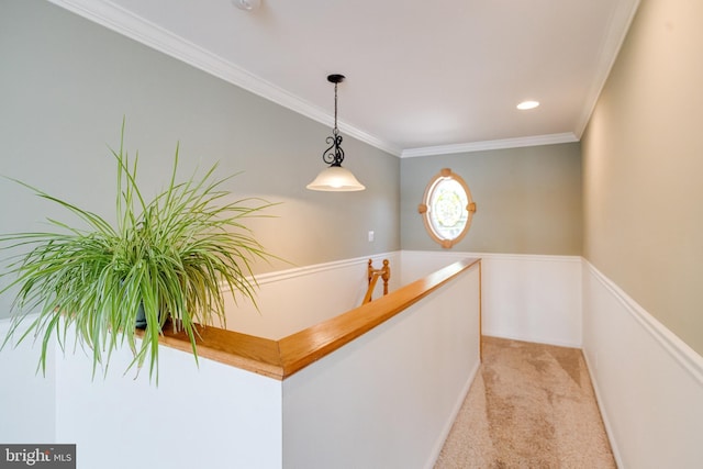 4534 Todd Pt, Sparrows Point, MD 21219 - bar area with light carpet, pendant lighting, and ornamental molding