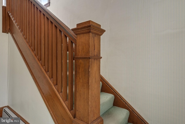 505 S Main St, Red Lion, PA 17356 - staircase with baseboards and wallpapered walls