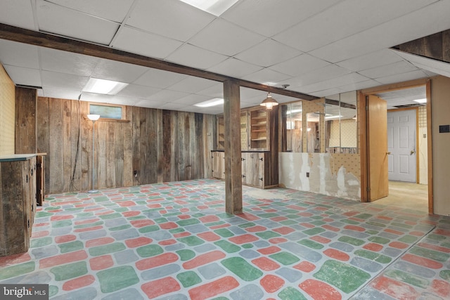 505 S Main St, Red Lion, PA 17356 - finished below grade area featuring a paneled ceiling and wood walls