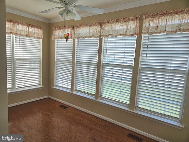 11 Alexandria Ct, Ocean Pines, MD 21811 - unfurnished dining area with ornamental molding, wood finished floors, and ceiling fan