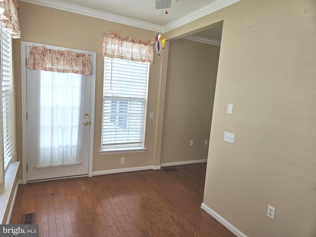 11 Alexandria Ct, Ocean Pines, MD 21811 - unfurnished dining area featuring ornamental molding, wood finished floors, and ceiling fan