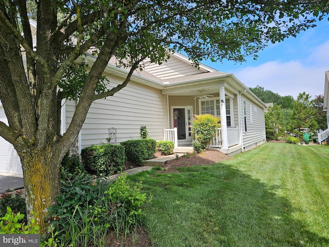 11 Alexandria Ct, Ocean Pines, MD 21811 - view of front facade with a front yard, a porch, and ceiling fan
