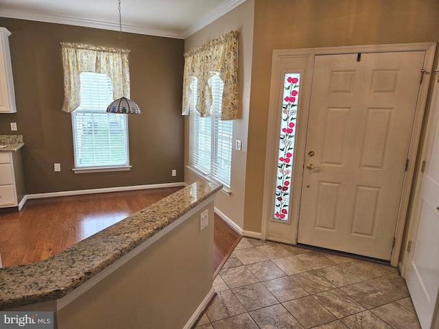11 Alexandria Ct, Ocean Pines, MD 21811 - foyer entrance with ornamental molding, plenty of natural light, and light wood finished floors