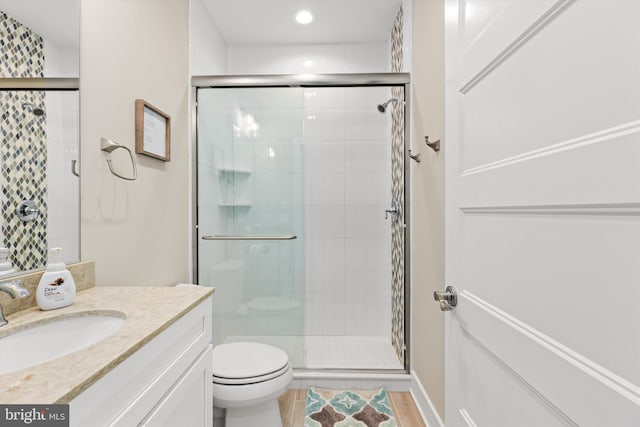 220 25th St Unit D, Ocean City, MD 21842 - bathroom with vanity, a stall shower, and recessed lighting