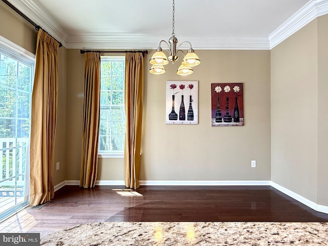 331 Lenape Way, Claymont, DE 19703 - spare room featuring a chandelier, wood finished floors, and ornamental molding