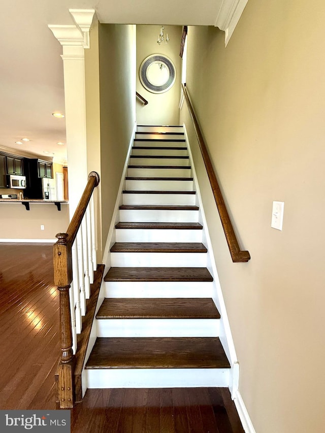 331 Lenape Way, Claymont, DE 19703 - stairway with hardwood / wood-style floors and recessed lighting