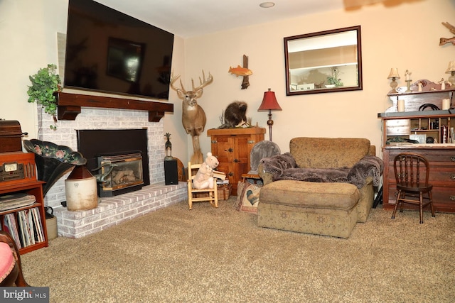 146 Skyline Dr, New Holland, PA 17557 - carpeted living room featuring a fireplace