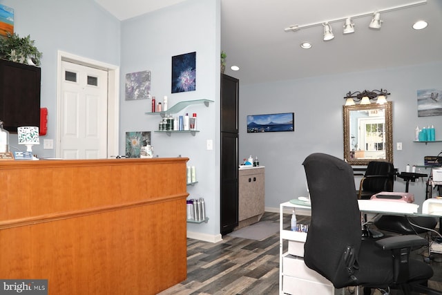 146 Skyline Dr, New Holland, PA 17557 - office area featuring dark wood-type flooring and recessed lighting
