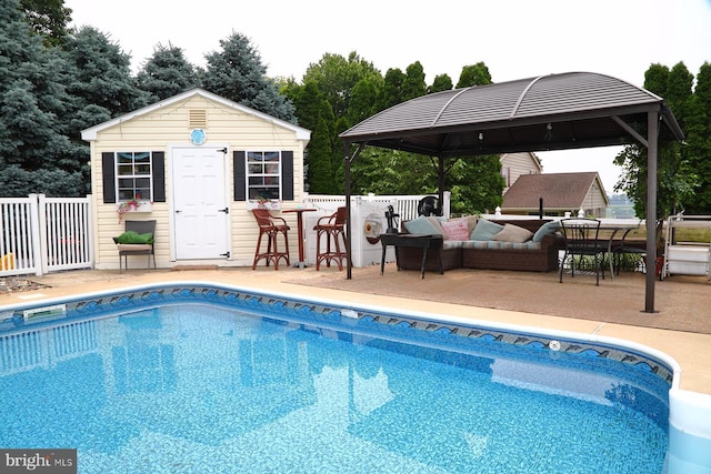 146 Skyline Dr, New Holland, PA 17557 - view of pool featuring an outbuilding, a storage structure, a patio area, and outdoor lounge area