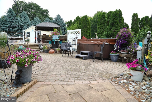 146 Skyline Dr, New Holland, PA 17557 - view of patio with a hot tub and a gazebo
