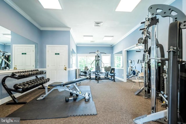 2120 Ganton Grn Unit D-103, Woodstock, MD 21163 - workout area with ornamental molding and carpet floors