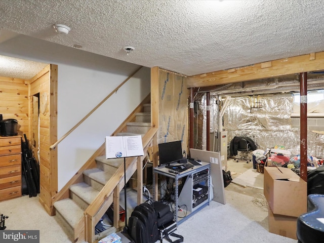 6 Thompson Ct, Boonsboro, MD 21713 - unfinished basement with a textured ceiling, stairs, and carpet floors