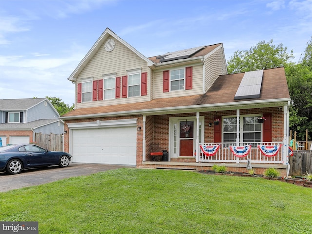 6 Thompson Ct, Boonsboro, MD 21713 - view of front of property with covered porch, an attached garage, driveway, and brick siding