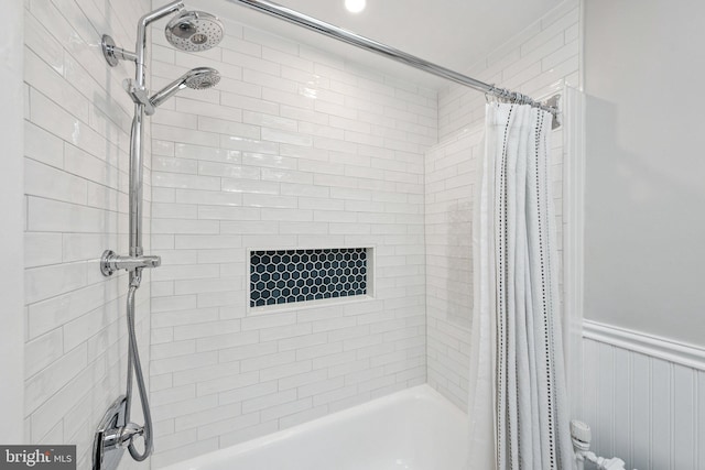 636 N Alfred St, Alexandria, VA 22314 - full bath with shower / bath combo with shower curtain and a wainscoted wall