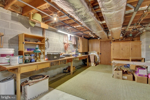401 Jacobs St, East Berlin, PA 17316 - unfinished below grade area with a workshop area and concrete block wall