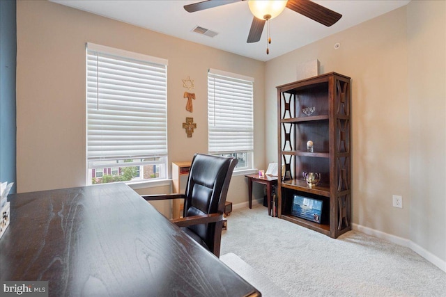 260 Grace Ln, Harleysville, PA 19438 - carpeted office space featuring a ceiling fan and baseboards